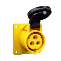 Pin and Sleeve Receptacle Outlet Devices 888-13000-NS IEC 60309  Panel Mount Receptacle Straight Type, IP44 Rated, 20 Amp 120 Volt, 4H, IEC 309 International Pin and Sleeve Devices